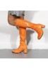 Women Fancy Dress Party GO GO Boots 1960s & 1970s Orange Patent