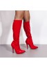 Women Pointed Toe Stiletto Heels Boots Thigh High Booties with Zipper