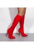 Women Pointed Toe Stiletto Heels Boots Thigh High Booties with Zipper