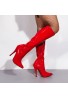 Women Pointed Toe Stiletto Heels Boots Thigh High Booties with Zipper