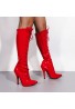 Women's Knee High Stiletto heel Lace Up  and Side Zipper Boots