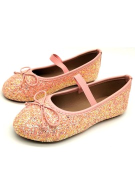 Girl's Mary Jane Ballerina Flat Shoes- Pink Glitter