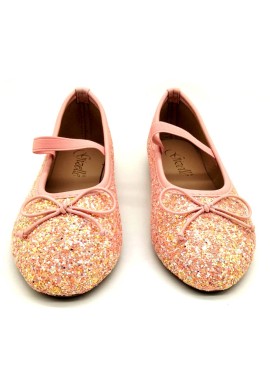 Girl's Mary Jane Ballerina Flat Shoes- Pink Glitter