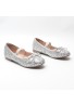 Girl's Mary Jane Ballerina Flat Shoes- Silver Glitter