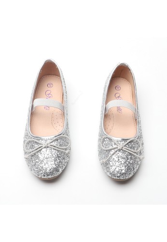 Girl's Mary Jane Ballerina Flat Shoes- Silver Glitter