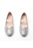 Girl's Mary Jane Ballerina Flat Shoes- Silver Glitter