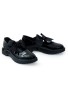 Girls Mary Jane School Shoes with Bow On Strap- Black Patent