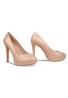 Womens Cross Dresser HIGH Heel Round Toe Court Shoes Nude Patent