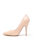 Womens Drag Queen Pointy Toe Court Shoes - Nude Patent