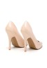 Womens Drag Queen Pointy Toe Court Shoes - Nude Patent