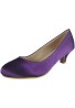 Women Round Toe Kitten Heel  Shoes Purple Satin