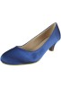 Women Round Toe Kitten Heel  Shoes Navy Satin