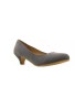 Women Round Toe Kitten Heel  Shoes Grey Suede