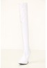 Womens Thigh High Kinky Over The Knee Stiletto Boots  White Patent