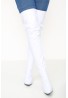 Womens Thigh High Kinky Over The Knee Stiletto Boots  White Patent