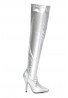 Womens Thigh High Kinky Over The Knee Stiletto Boots Silver Patent