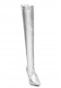 Womens Thigh High Kinky Over The Knee Stiletto Boots Silver Patent