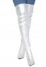 Womens Thigh High Kinky Over The Knee Stiletto Boots Silver Patent