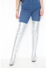 Women Thigh High Kinky Over The Knee Stiletto Boots- Silver Patent