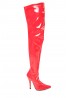 Womens Thigh High Kinky Over The Knee Stiletto Boots  Red Patent