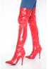 Womens Thigh High Kinky Over The Knee Stiletto Boots  Red Patent