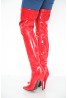 Womens Thigh High Kinky Over The Knee Stiletto Boots  Red Patent