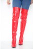 Womens Thigh High Kinky Over The Knee Stiletto Boots  Red Patent