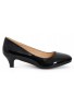 Women Unisex Low Kitten Heel Black patent