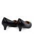 Women Unisex Low Kitten Heel Black patent