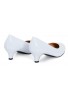 Women Unisex Low Kitten Heel White Patent