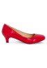 Women Unisex Low Kitten Heel Red Patent