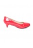 Women Unisex Low Kitten Heel Red Patent