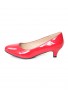 Women Unisex Low Kitten Heel Red Patent