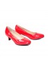 Women Unisex Low Kitten Heel Red Patent