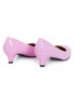 Women Unisex Low Kitten Heel Pink Patent