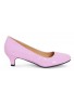 Women Unisex Low Kitten Heel Pink Patent