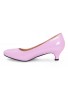 Women Unisex Low Kitten Heel Pink Patent