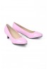 Women Unisex Low Kitten Heel Pink Patent