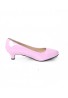 Women Unisex Low Kitten Heel Pink Patent