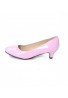 Women Unisex Low Kitten Heel Pink Patent