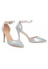 Womens Unisex Buckle Ankle Strap Stiletto Heel Shoes Silver Patent