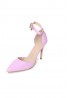 Womens Unisex Buckle Ankle Strap Stiletto Heel Shoes PinkPatent