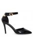 Womens Unisex Buckle Ankle Strap Stiletto Heel Shoes Black Patent