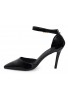 Womens Unisex Buckle Ankle Strap Stiletto Heel Shoes Black Patent