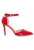 Womens Unisex Buckle Ankle Strap Stiletto Heel Shoes Red Patent