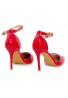 Womens Unisex Buckle Ankle Strap Stiletto Heel Shoes Red Patent