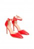 Womens Unisex Buckle Ankle Strap Stiletto Heel Shoes Red Patent