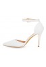 Womens Unisex Buckle Ankle Strap Stiletto Heel Shoes White Matte