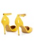 Womens Unisex Buckle Ankle Strap Stiletto Heel Shoes Yellow Patent