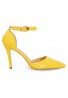 Womens Unisex Buckle Ankle Strap Stiletto Heel Shoes Yellow Patent